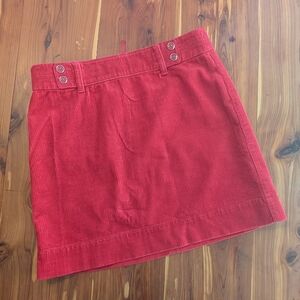 LOFT Cherry Red Corduroy A-Line Mini Skirt